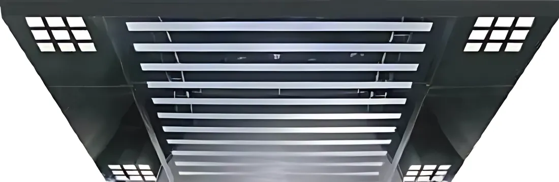 AS-T05 · Trần cabin khung đen, đèn LED