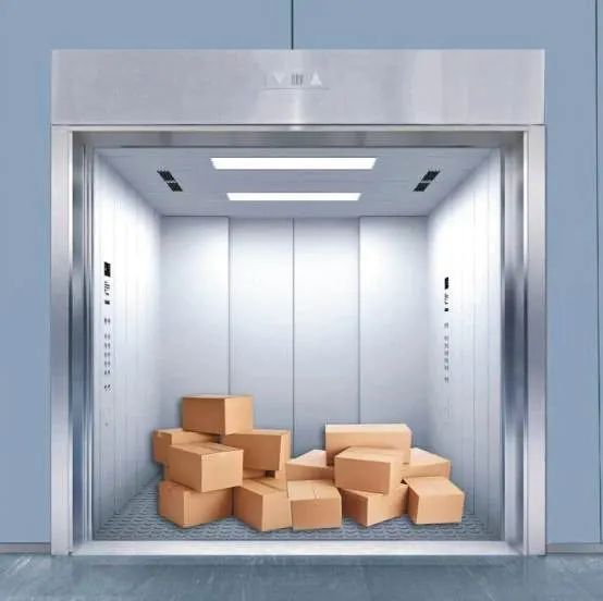 Thang tải hàng cửa mở rộng, hàng thùng carton
